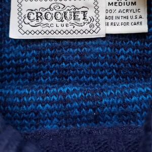 Vintage CROQUET Sweater_Argyle Style Ski Fair Isle Nordic_Teal & Navy Blue Green Diamond_Acrylic_Soft Cozy_Womens Size Medium M - Large L image 6