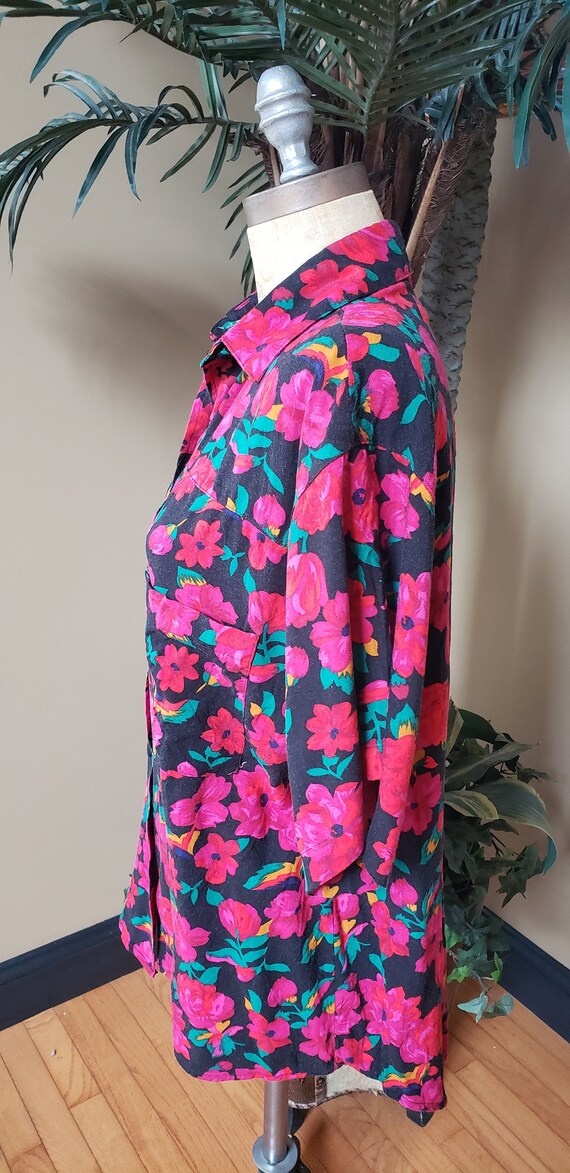 Vintage Women's Floral Shirt Colorful GITANO Butt… - image 6