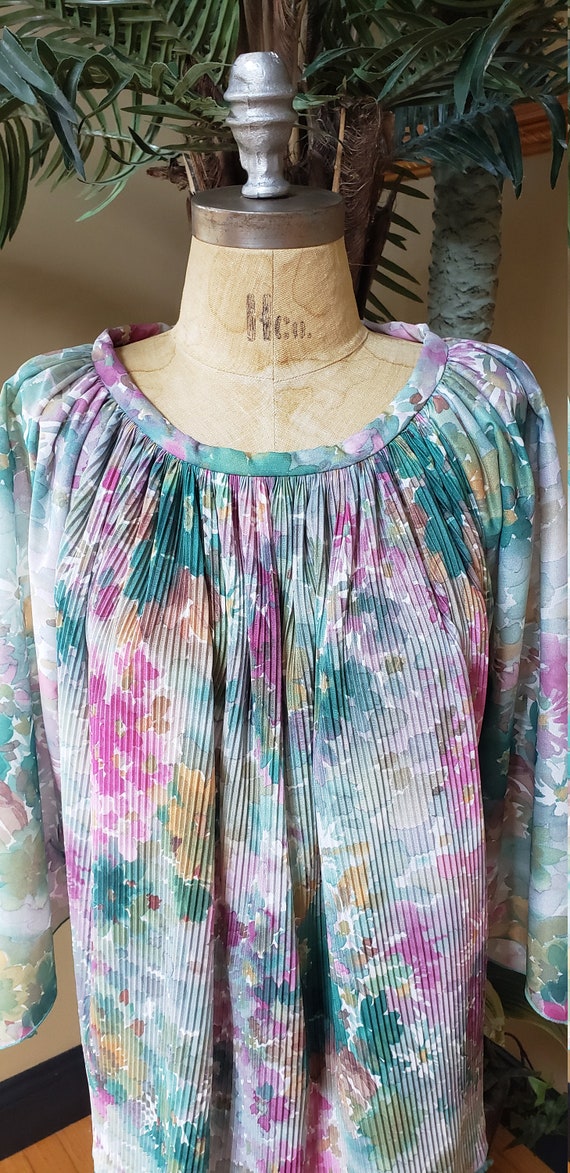 RARE Vintage Flowy Boho Shirt Top Blouse_Absract … - image 3