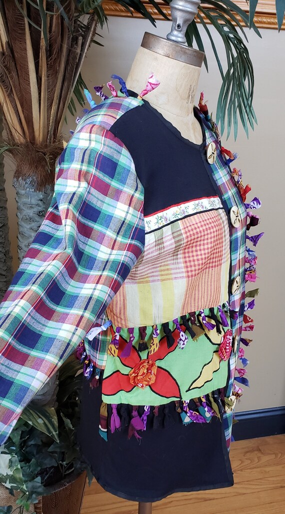 Vintage Patchwork Jacket Button Up Lightweight Co… - image 4