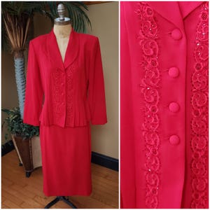 80's Red Church Suit - Etsy
