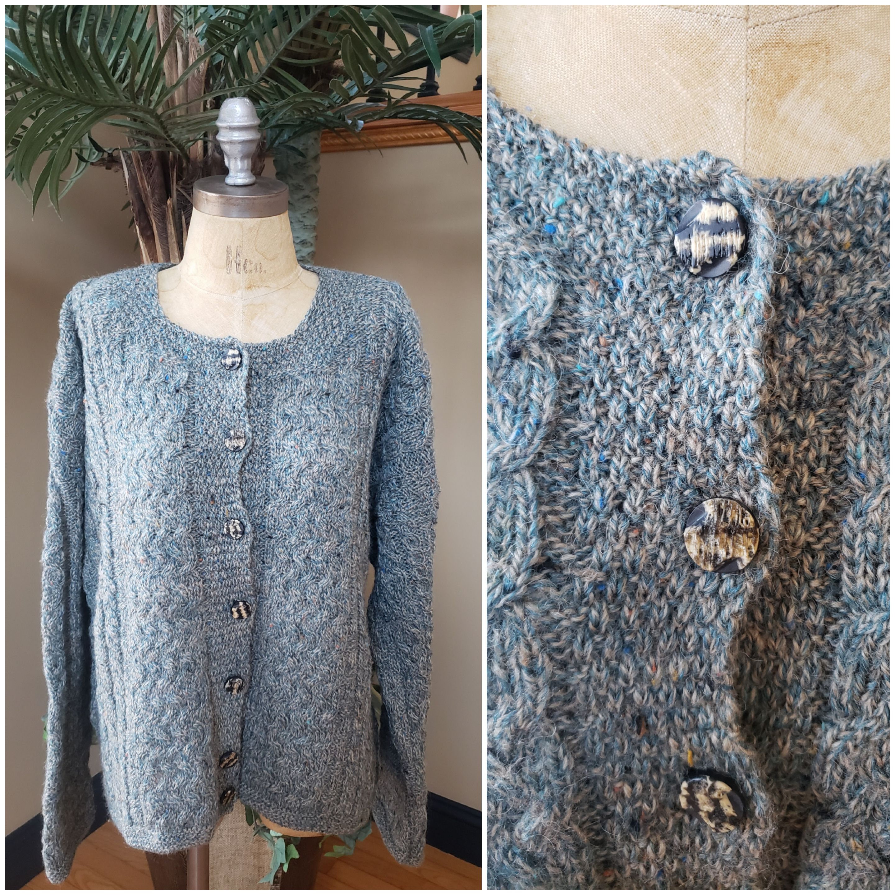 あ*ず様 quill's woollen market 50s〜60s モヘアニ Vintage QUILLS WOOLEN MARKET Wool Cardigan Sweater_ireland_green