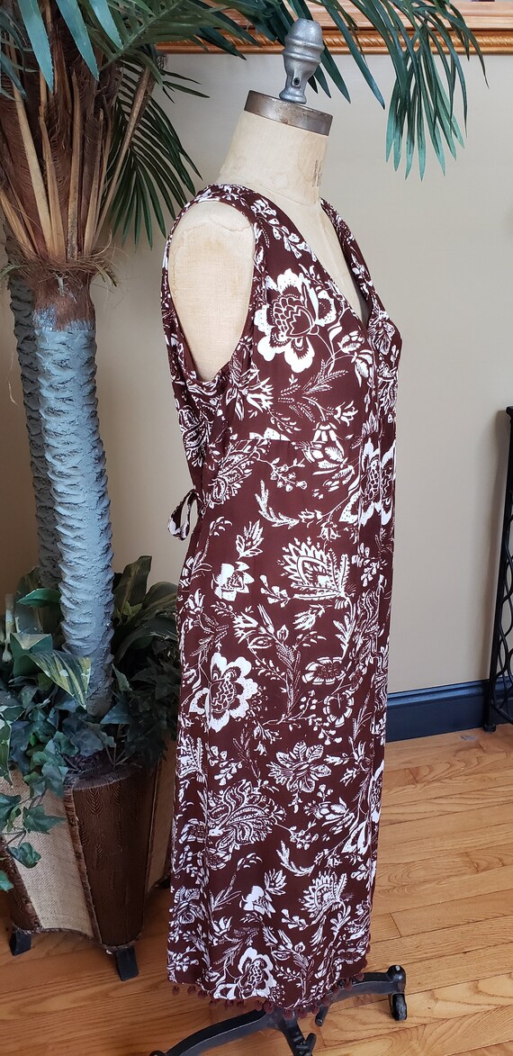 Vintage Floral Thin Sleeveless Midi Dress Rayon B… - image 4