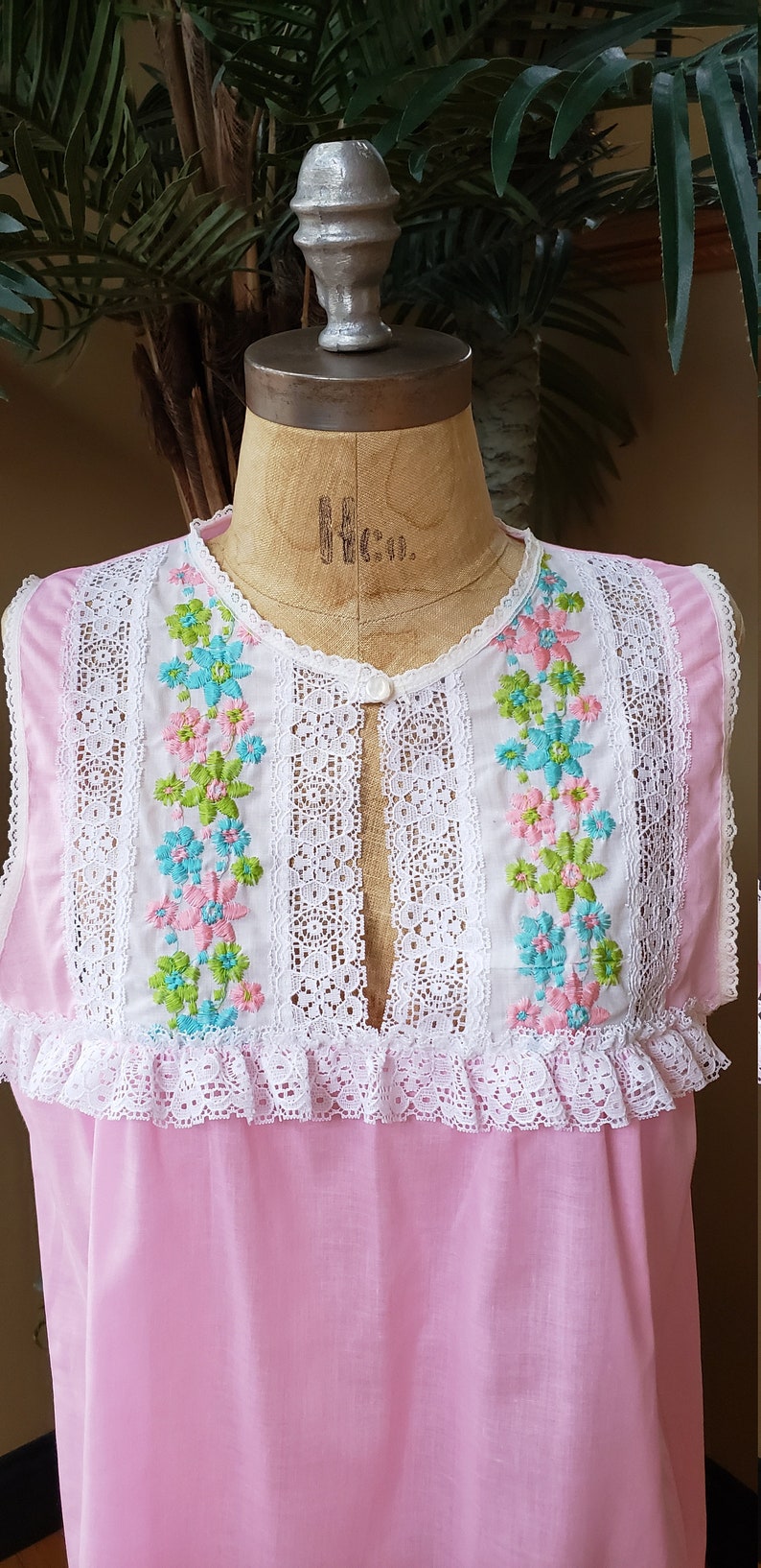 Vintage 70/'s Mistra Sleeveless PInk NIghtgown Gown /_Flowy Baby Doll Lingerie/_Fit Womens Small Medium Large S M L/_Romantic Feminine 3
