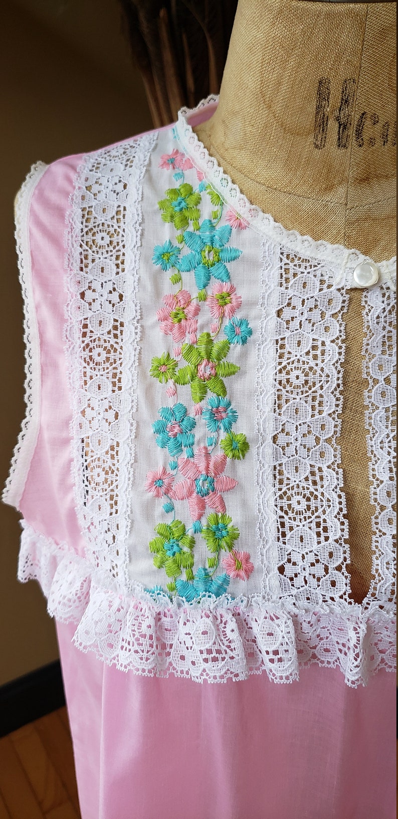 Vintage 70/'s Mistra Sleeveless PInk NIghtgown Gown /_Flowy Baby Doll Lingerie/_Fit Womens Small Medium Large S M L/_Romantic Feminine 3