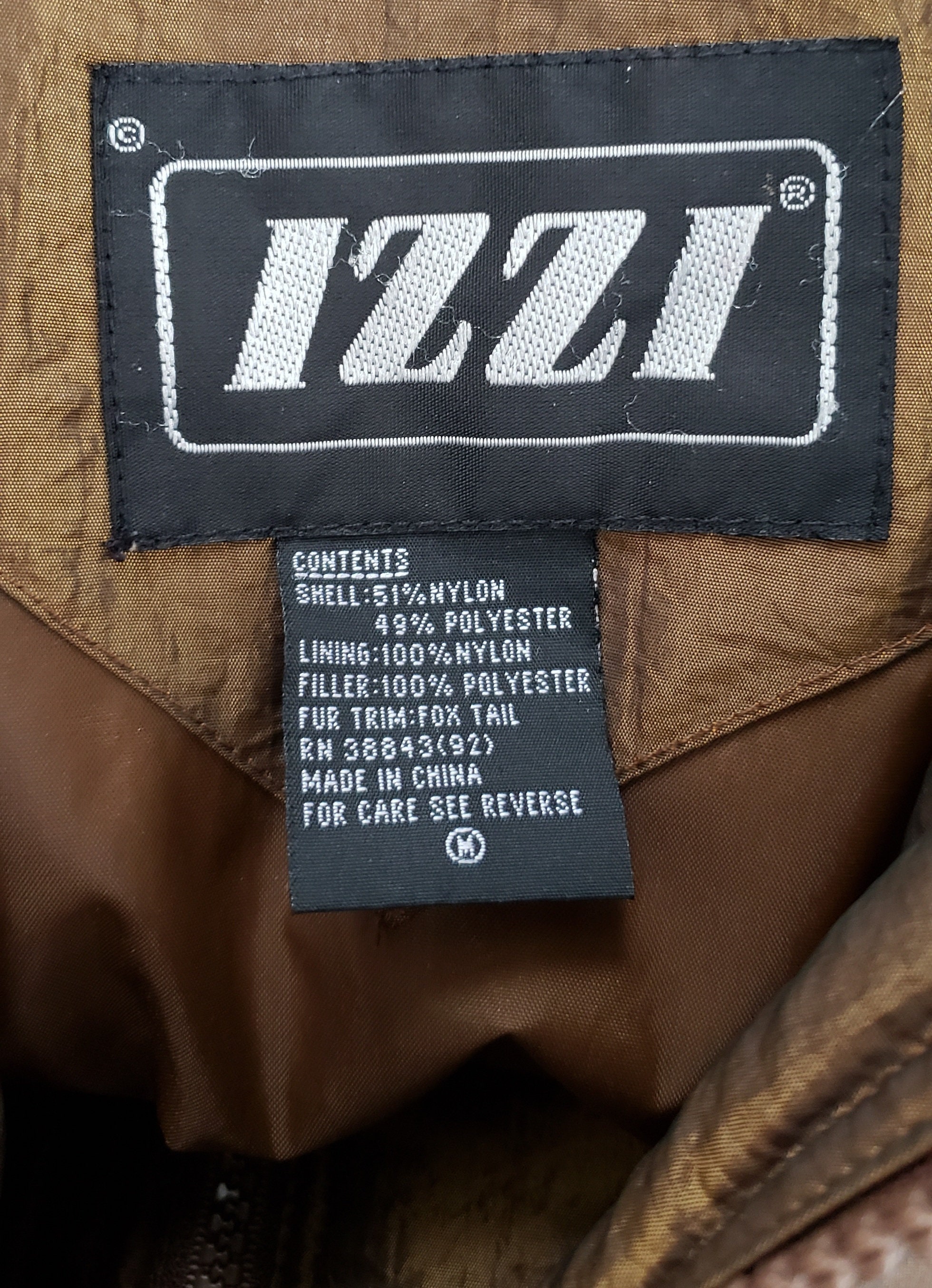 Vintage 80's 90's IZZI Coat Metallic Fox Fur Hood_copper