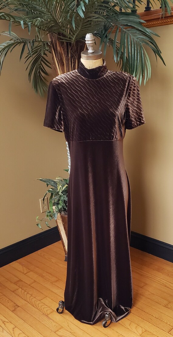 brown velvet dress short Ella