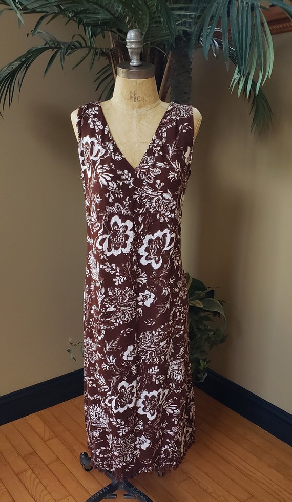 Vintage Floral Thin Sleeveless Midi Dress Rayon B… - image 2