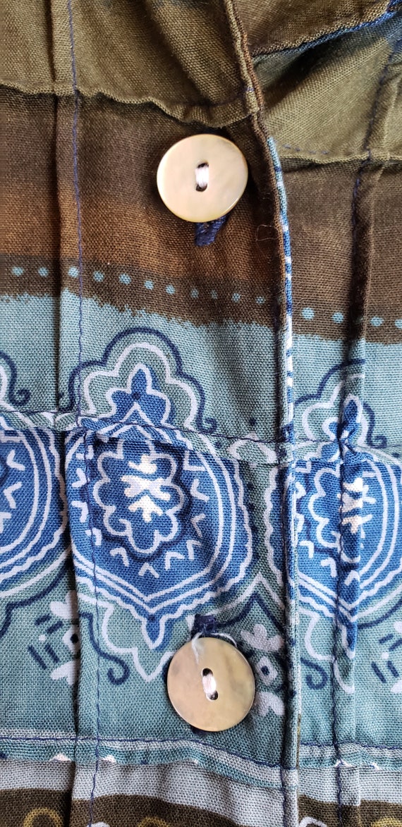 Vintage Boho Rayon Button Up Short Sleeve Shirt D… - image 8