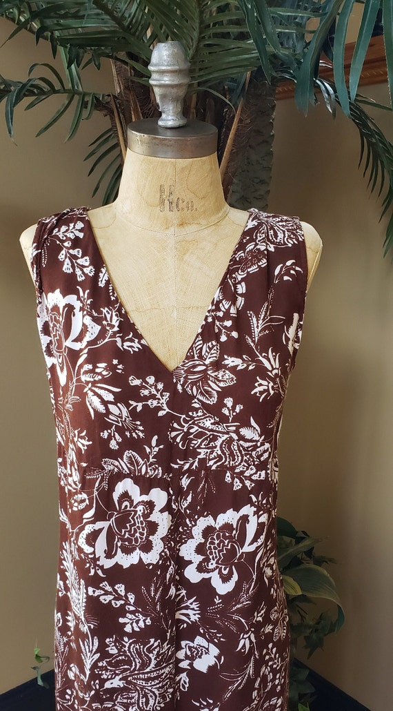 Vintage Floral Thin Sleeveless Midi Dress Rayon B… - image 3