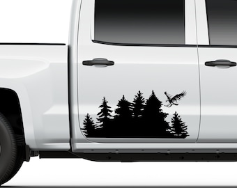 Camper RV Truck Decal, Camping Sticker, Travel Logo Custom Eagle Forest, Camper Accessories