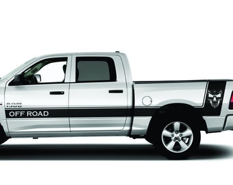 Fits Dodge Ram 1500 Vinyl Stripes,Skull Racing Rear Bed Decals, Custom Auto Graphics