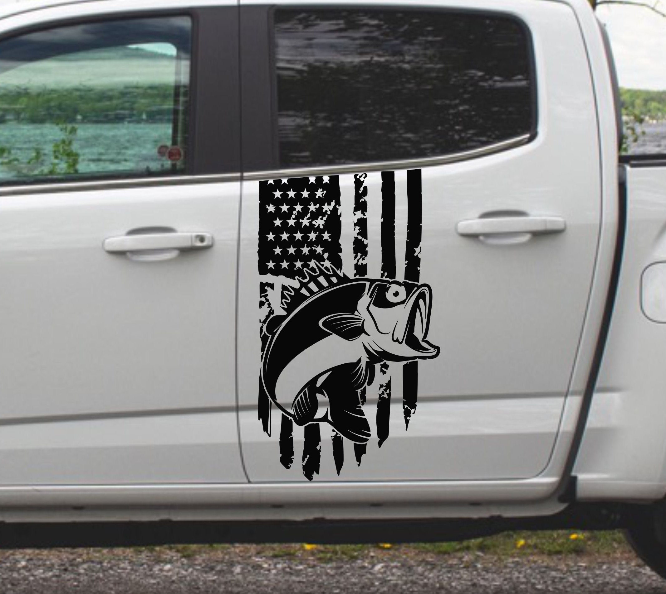 American Angler Fishing Decals Truck Rear Bed Stickers Window USA