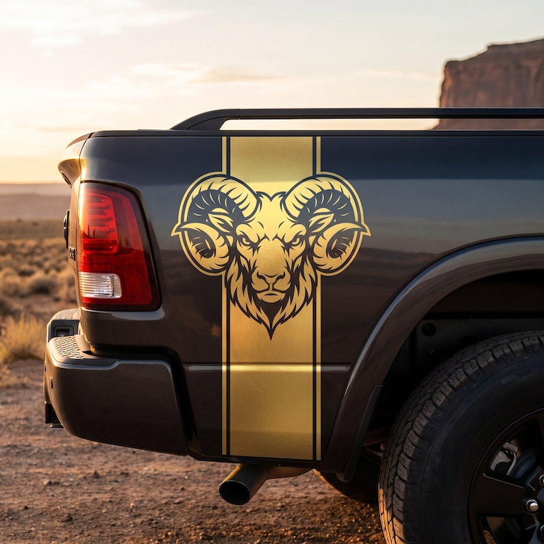 Ram Performance Starters Racing Sticker Fierce Ram Head Truck Bed Decals for Dodge Ram, Set of 2 Side Bed ...