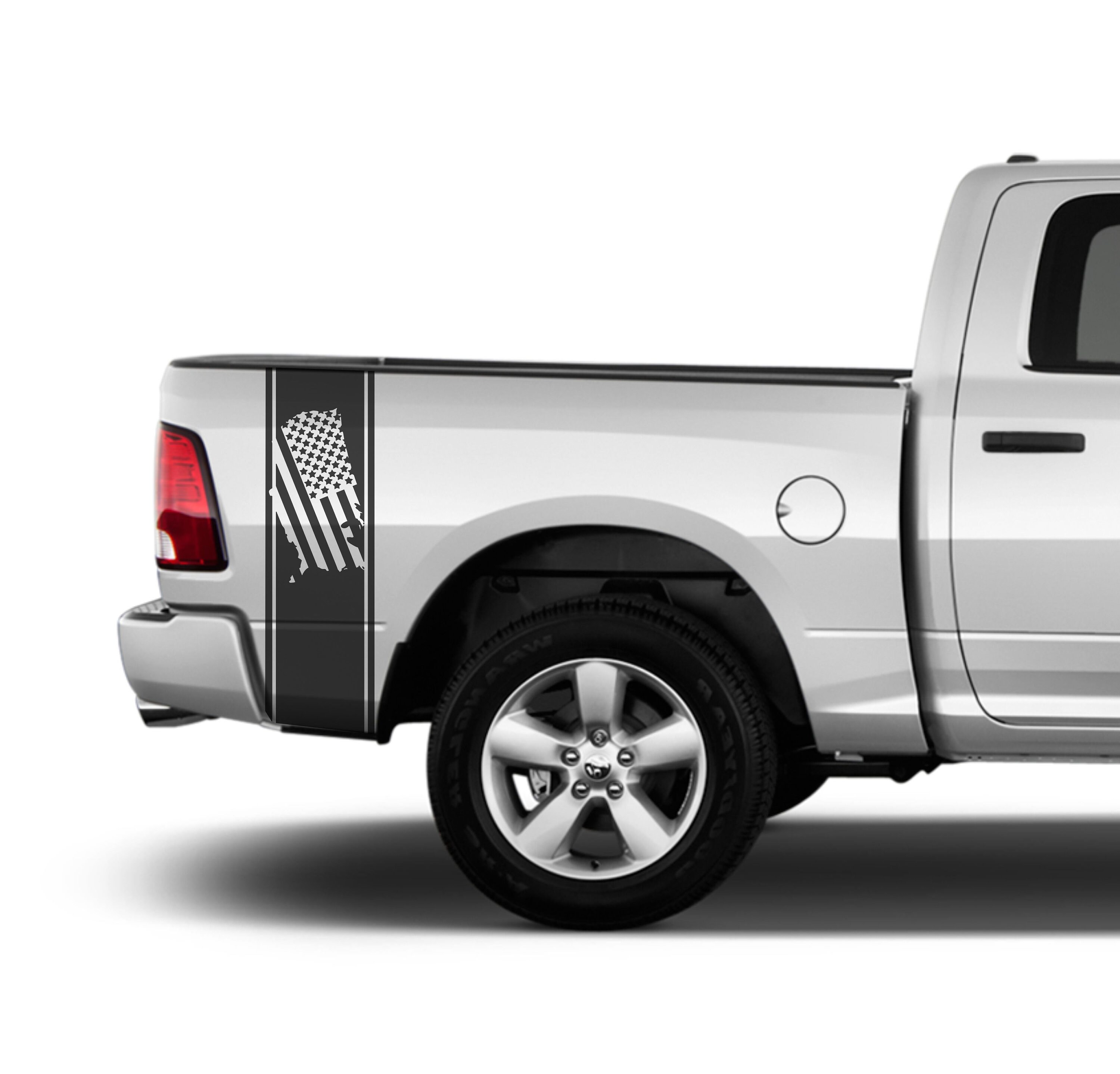 American Flag Truck Bed Stripe Decals (Pair) | 10" X 46" Vinyl Graphics For Ram, Chevy, Ford F150, Toyota | Glossy/Matte Finish
