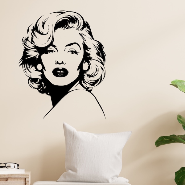 Marilyn Monroe Art Wall Decal -Marilyn Monroe B&W Art Mural/Cut-out Picture Wall Art Decoration