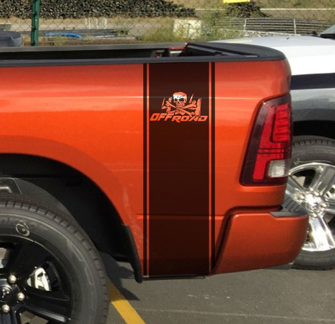Skull 4x4 Truck Bed Vinyl Decal Stripes: off Road Racing Stickers (set ...