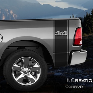 Truck vinyl decals 4x4 Performance. Side Graphics 2 Rear Bed Stripes 4x4 Off-Road Stickers