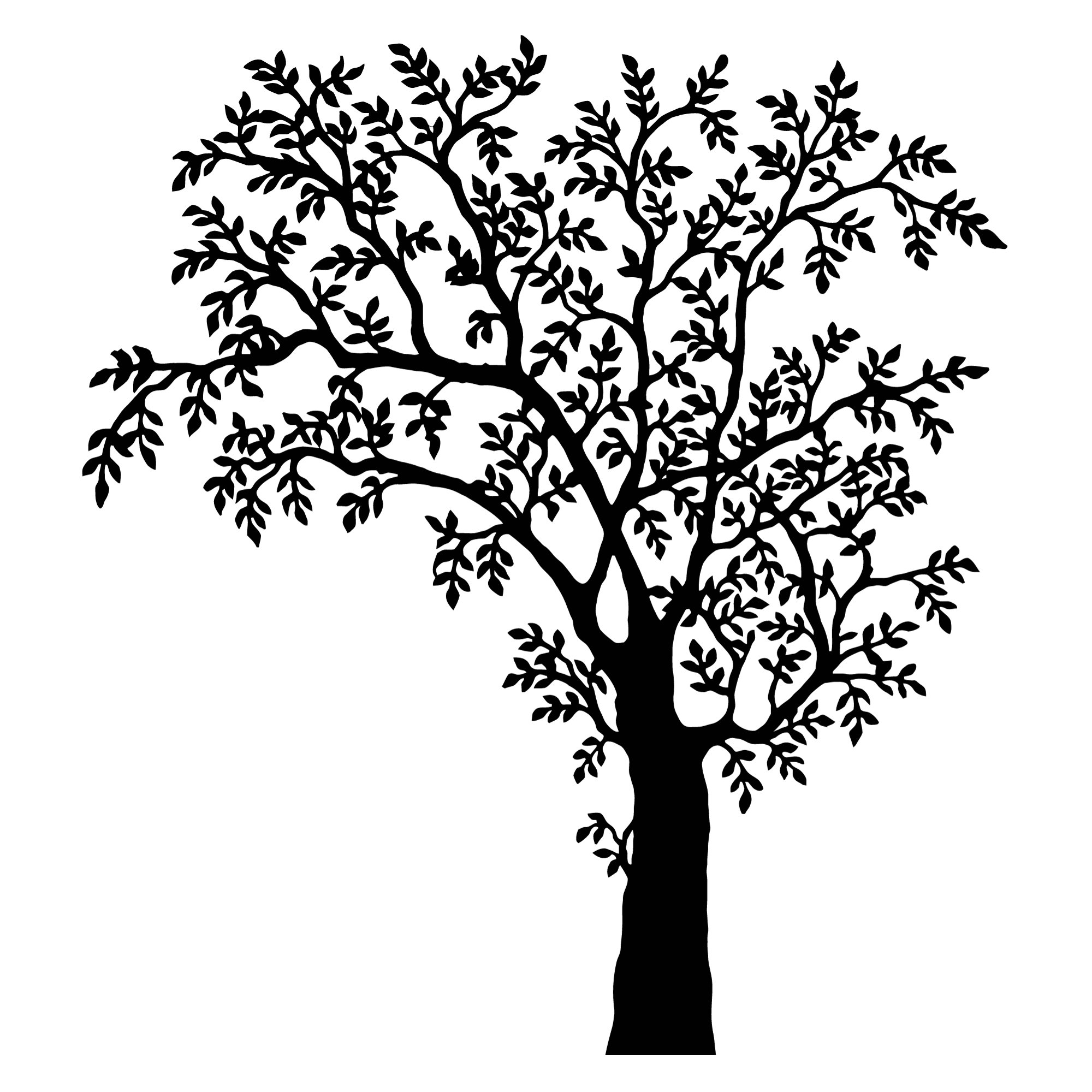 Tree With Leaves Wall Decal/sticker Mural, Minimalist - Etsy