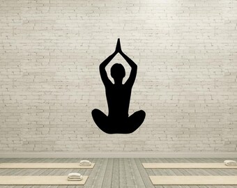 Vinyl Wall Decal Yoga Room Circle Zen Tree Lotus Pose Stickers Mural 10 thumbnail image