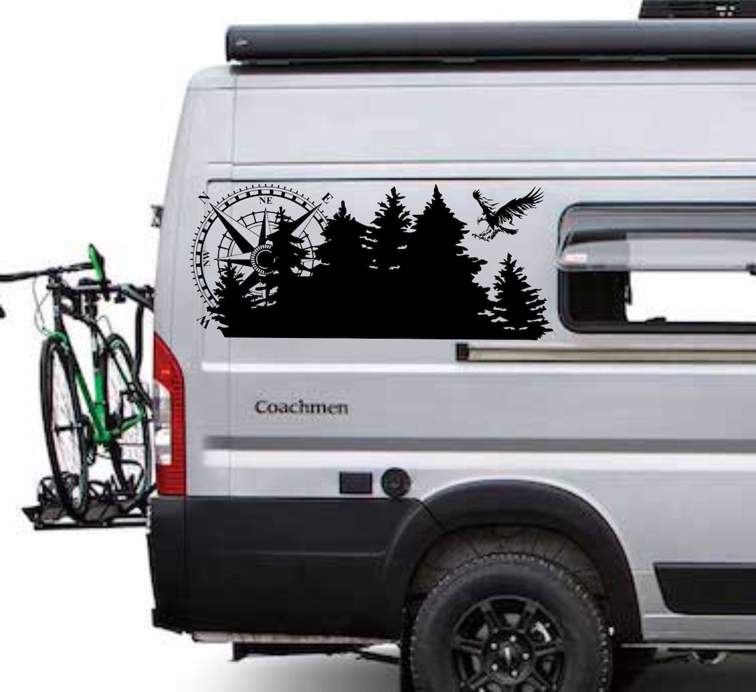 Compass Rv Symbol Compass Rose RV Decal Set: Camping Sticker, Travel Logo, Mirrored - Etsy