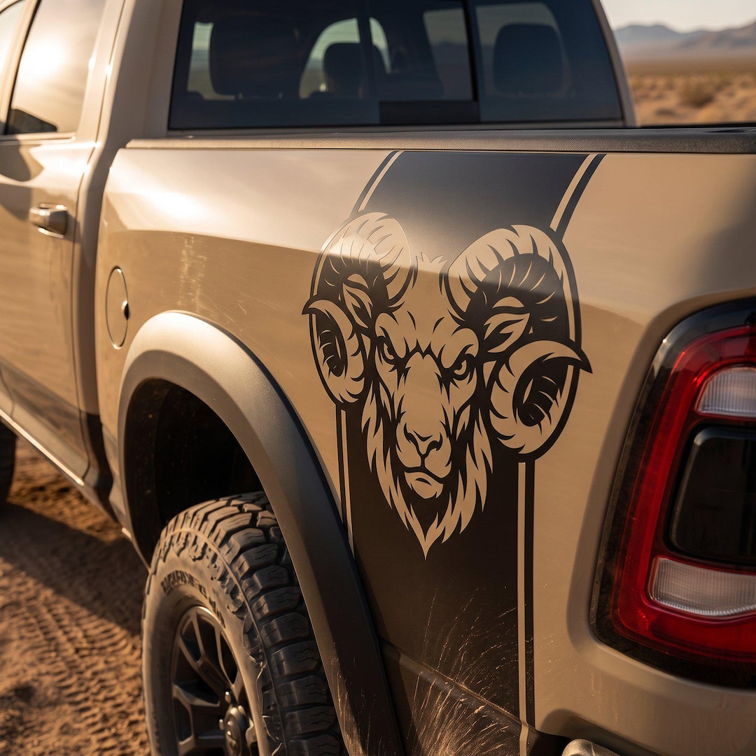 Ram Performance Starters Racing Sticker Fierce Ram Head Truck Bed Decals for Dodge Ram, Set of 2 Side Bed ...