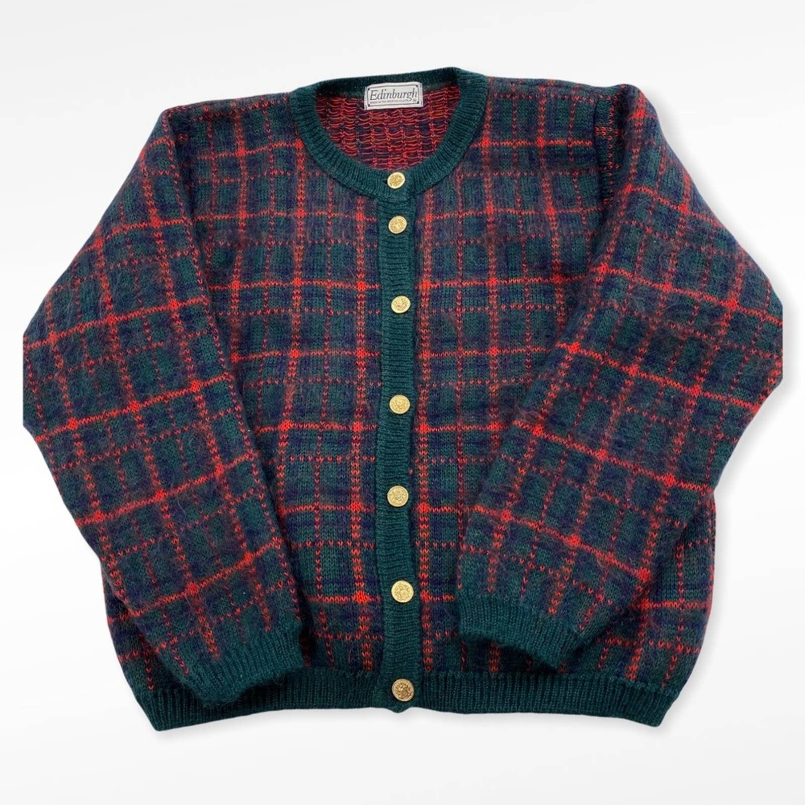 red plaid sweater jacket