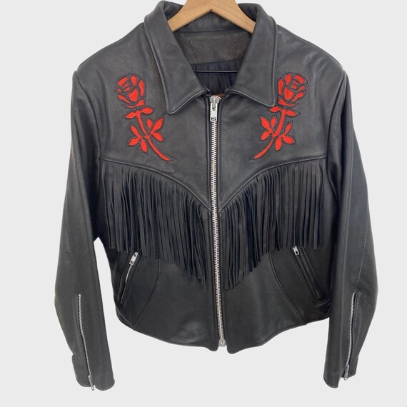 ジャケット・アウター 90s vintage rose fringe leather jacket 90s vintage rose fringe leather jacket