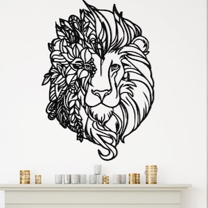 Mandala Lion Metal Wall Art: Unique Lion Head Decor