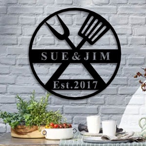 Personalized Grill Metal Decor, Custom Metal Sign, Personalized Bar Metal Sign, Christmas Gift, BBQ Sign, Restaurant Name Metal Sign