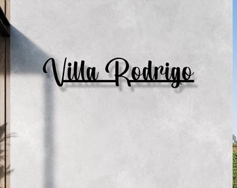 Personalized Metal Villa Name Sign, Custom House Entry Sign, Custom Metal Name Sign, Anniversary Gift, Fathers Day Gift, Address Metal Sign
