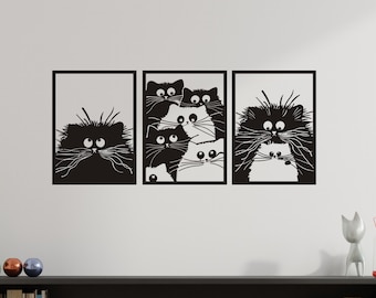 Nordic Cat Metal Metal Wall Art, Childroom Metal Wall Decor, Cat lovers Unique Gift, Best Anniversary Gift, Gift For Family, Christmas Gift