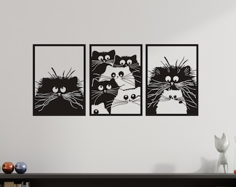 Nordic Cat Metal Metal Wall Art, Kinderkamer Metalen Wanddecoratie, Kattenliefhebbers Uniek Cadeau, Beste Verjaardagscadeau, Cadeau voor familie, Housewrming