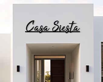 Custom Modern Metal Casa Name Sign, Personalized Villa Name Sign, Unique Custom Metal Family Name, Best Anniversary Gift, Christmas Gift
