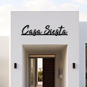 Targa con nome casa in metallo moderno personalizzato, targa con nome villa personalizzata, nome di famiglia in metallo personalizzato unico, miglior regalo di anniversario, regalo per la famiglia immagine 1