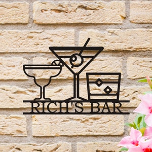 Bar Wall Decor Cocktail Metal Wall Art Custom Bar Sign - Etsy