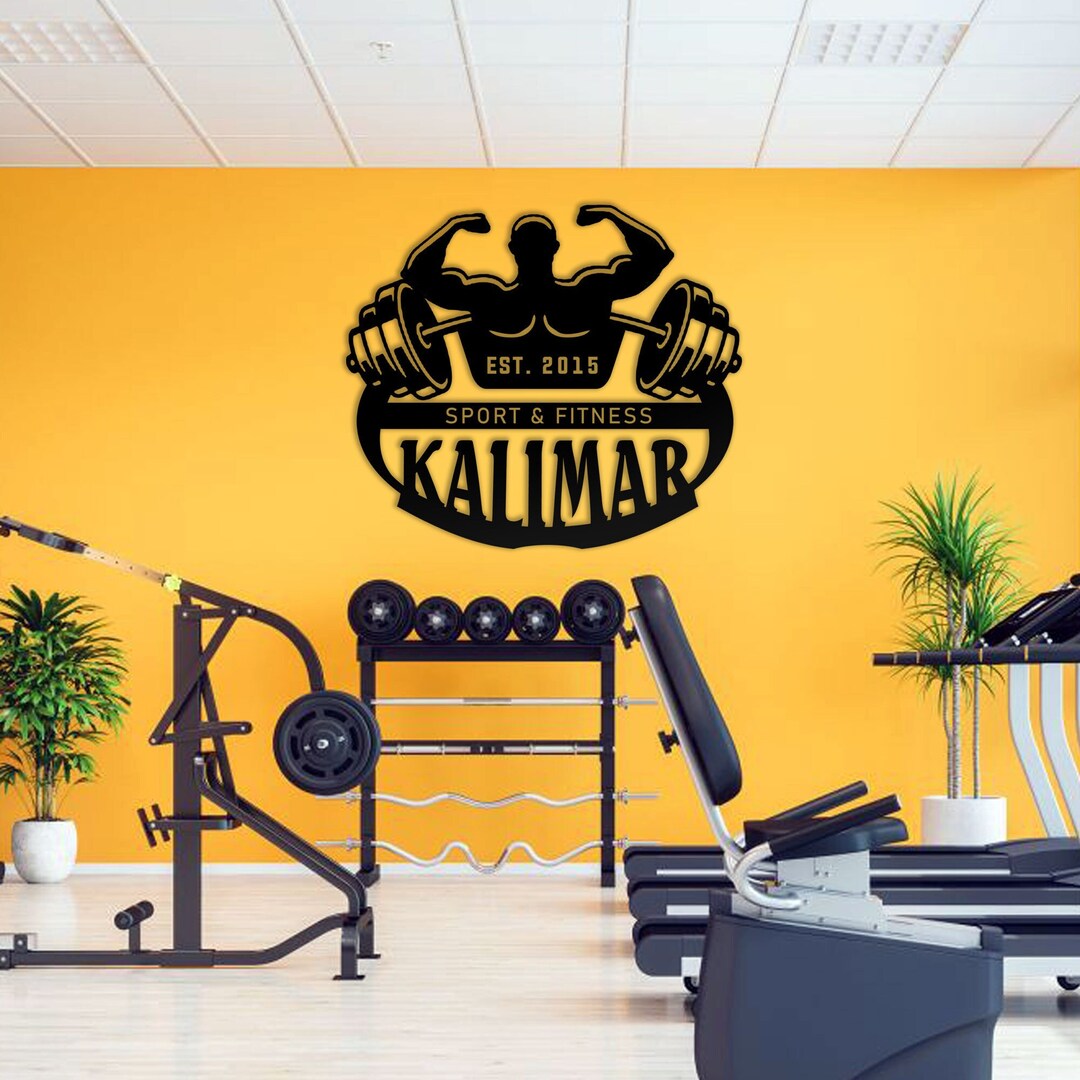 Personalized Hantel Gym Sign, Custom Gym Metal Wall Decor, Individual