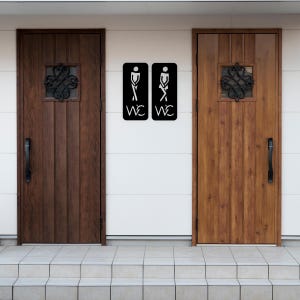 Letrero de acero personalizado para baño - Decoración de baño con temática de hombre y mujer