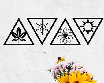 Four Seasons Metal Wall Art -Yoga Room Metal Wall Decor - Unique Birthday Gift - Housewaming Gift - Gift for Her - Outdoor Metal Wall Art