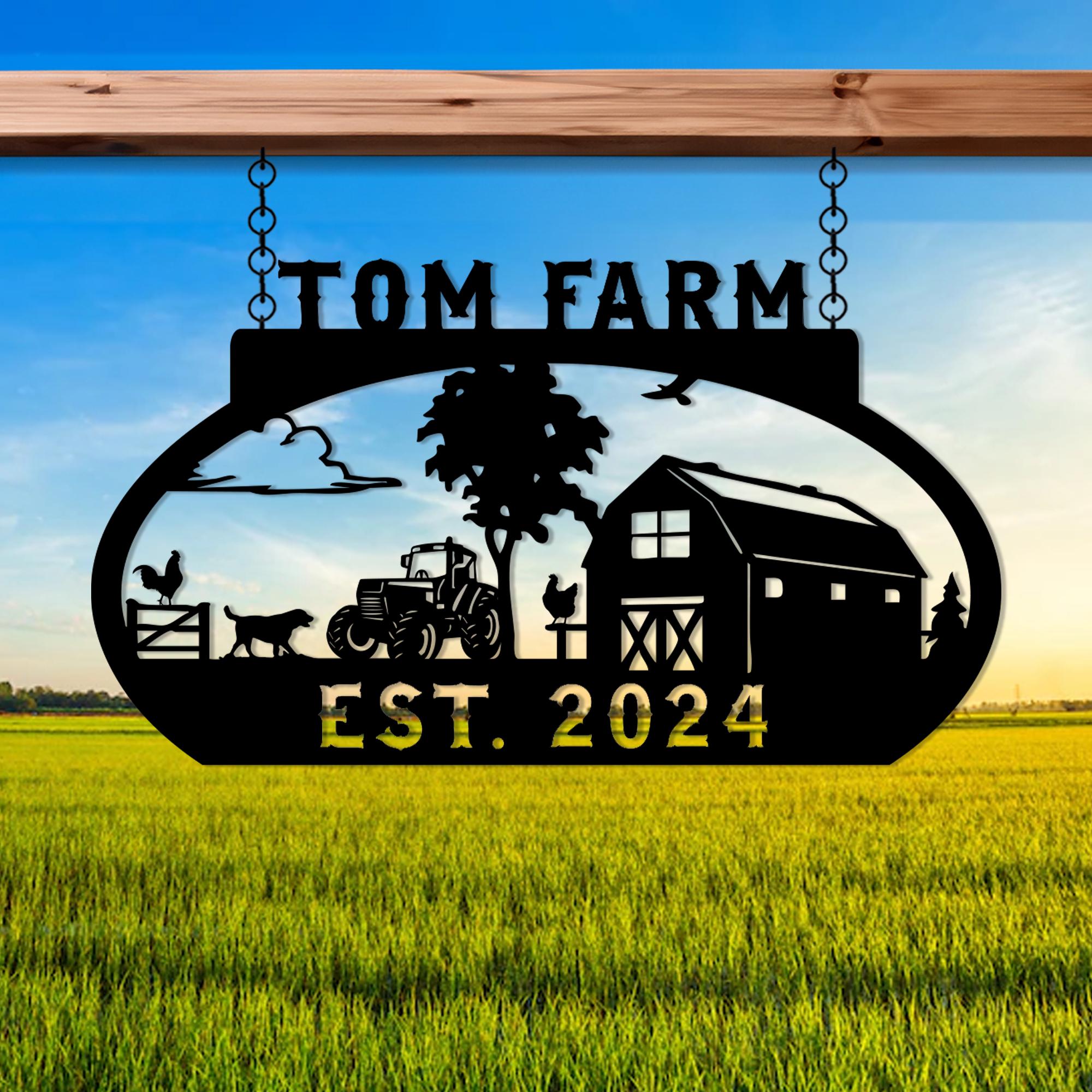 Personalized Ranch Name Metal Sign, Custom Metal Farmhouse Name Sign, Unique Anniversary Gift, Best Gift, Gift For Family, Christmas Gift