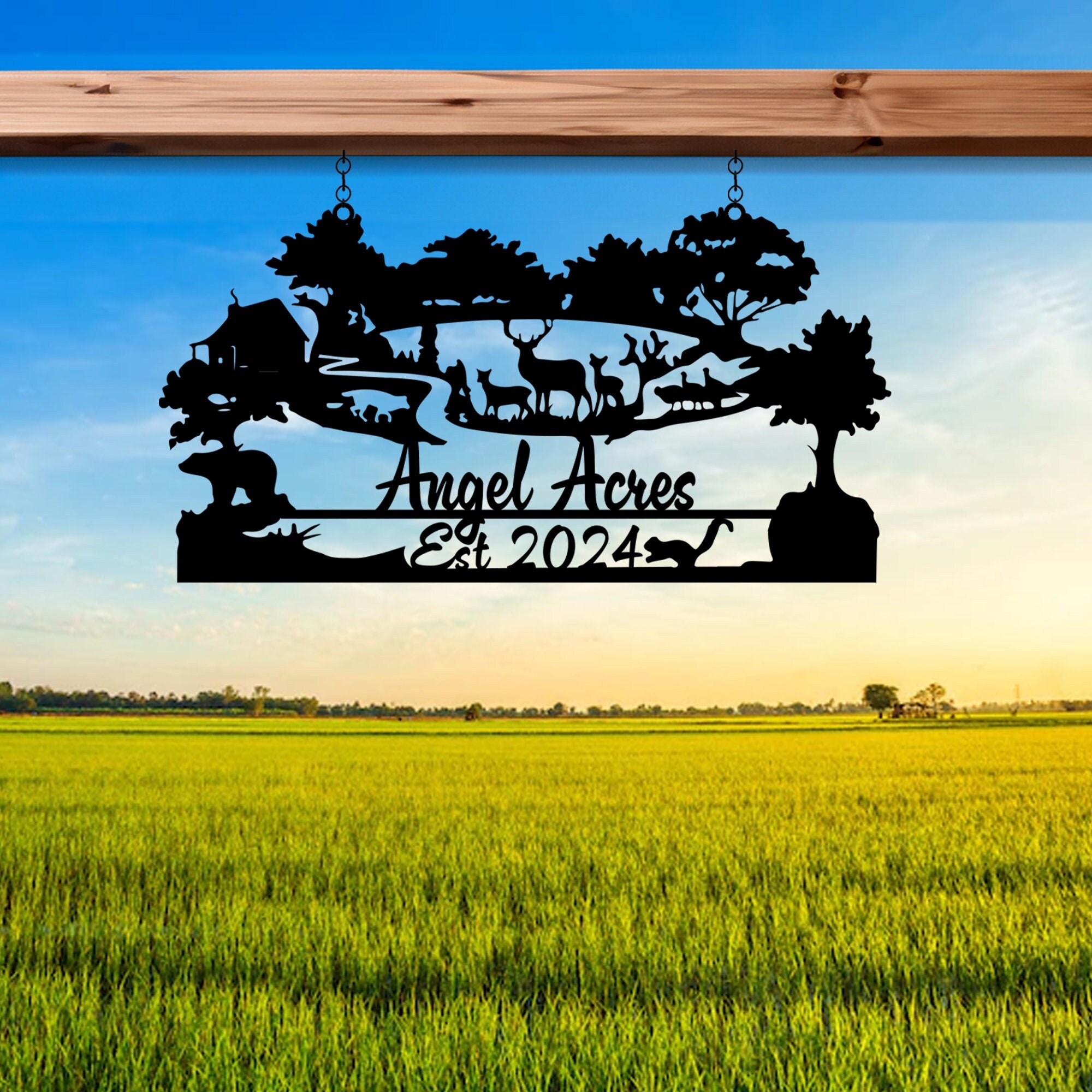 Gepersonaliseerde metalen bord boerderijnaam, aangepast metalen bord boerderij, metalen bord familienaam, jubileumcadeau, kerstcadeau, teken gevestigd