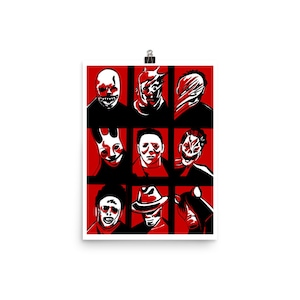 Diseño de mosaico de Dead By Daylight con asesinos Trapper Wraith Hillbilly Huntress Hag Pig Poster Print