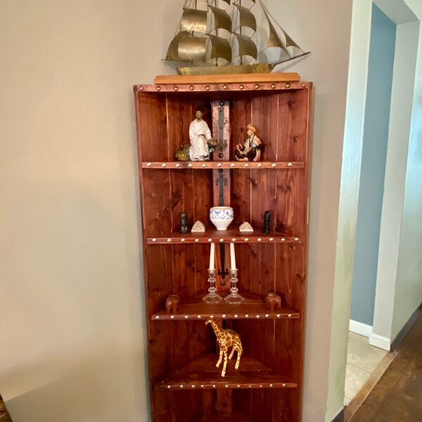 Corner Bookshelf Etsy