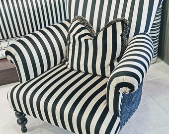 Black and White Striped Velvet Fabric: Luxury Upholstery Material