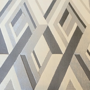 Geometric Silver Gray Velvet Upholstery Fabric By The Yard