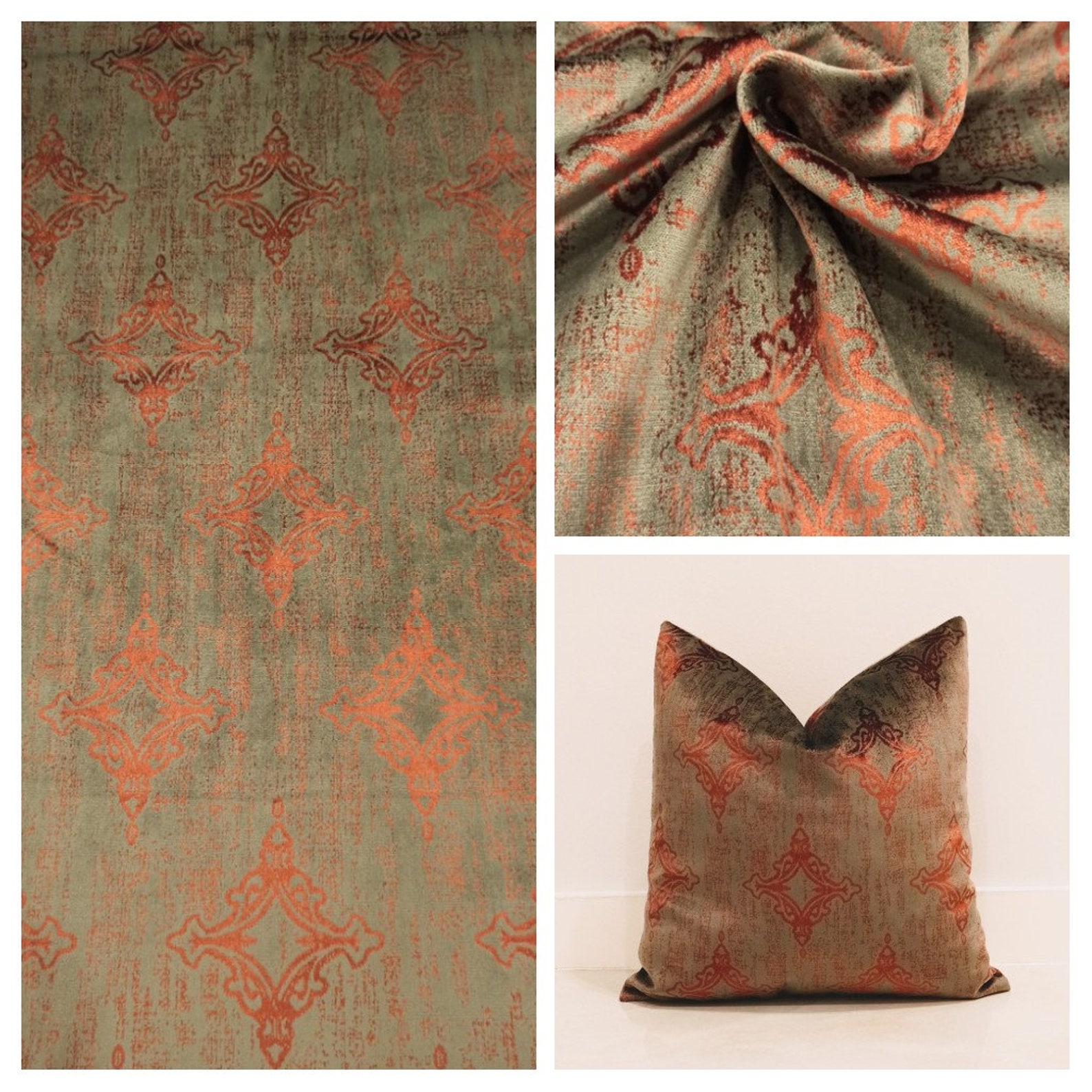 Sample Luxury Copper Velvet Fabric Upholstery Velvet Fabric Etsy