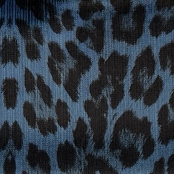 Luxury Animal Pattern Blue Velvet Fabric, Tissu de velours rembourré, Tissu par jardin, Tissu by The Meter, Tissu guépard léopard