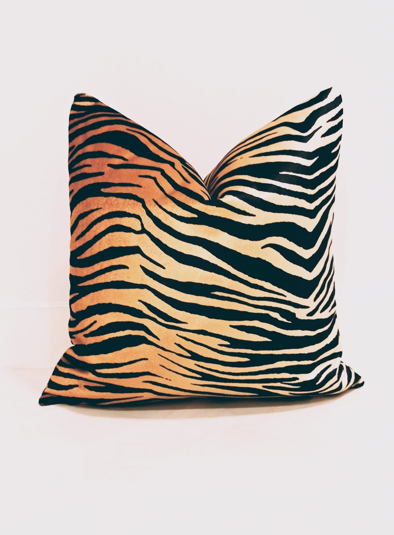 Tiger Print Velvet Pillow Cover Animal Pattern Pillow Velvet Etsy