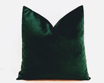 Dark Emerald Velvet Pillow Cover, Velvet Pillow, Decorative Pillow, Throw Pillow, Cushion Case, Double Sided Velvet Pillow Cover in Emerald