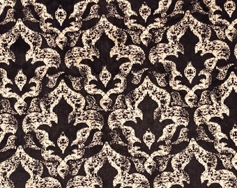 Floral Black Gold Velvet Fabric: Upholstery & Curtains